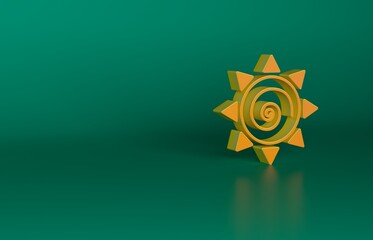 Sticker - Orange Sun icon isolated on green background. Minimalism concept. 3D render illustration