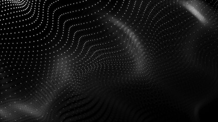 Sci-fi background. Digital landscape with dots and lines. Cyberspace grid. Background concept for your design. 3d