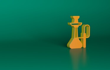 Canvas Print - Orange Hookah icon isolated on green background. Minimalism concept. 3D render illustration