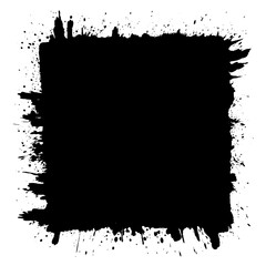 square frame rendered in vigorous strokes of an ink brush. transparent background, PNG file.