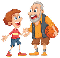 Wall Mural - Father and son playing basketball