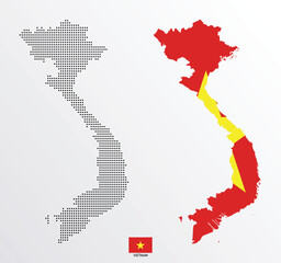 Wall Mural - Set of political maps of Vietnam with regions isolated and flag on white background