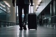 canvas print picture - businessman walking with a suitcase in the airport terminal, business travel concept