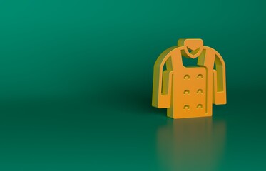 Wall Mural - Orange Sweater icon isolated on green background. Pullover icon. Minimalism concept. 3D render illustration