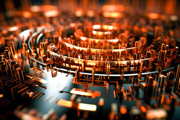 Detailed generic abstract technology and engineering background illustration. Created with Generative AI technology.