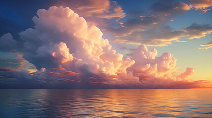Wall Mural - A sublime cloudscape over the ocean, presenting a peaceful and expansive view that inspires calm and reflection