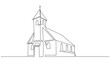 Church in continuous line art drawing style. Vector illustration