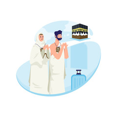 Wall Mural - Islamic pilgrimage intention and ihram flat illustration