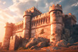 Strong fortress walls, medieval castle. Cinematic light, volumetric light, no people. Realistic environment made with Generative AI