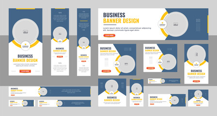 Wall Mural - web banner layout set, business banner web template bundle design, social media cover ads banner, fl