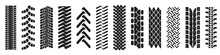 Dirty tire tracks. Grunge motor race track, wheel tires protector pattern and dirt wheels imprint texture vector illustration set.EPS 10