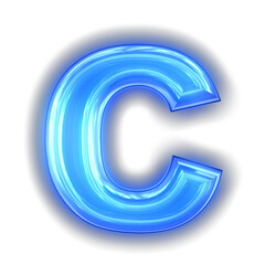 Blue neon symbol. letter c