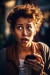 © MiraCle72 - Portrait of the shocked woman after news from mobile phone, created with generative AI