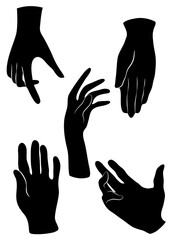 Wall Mural - Set collection of human hands, fingers dance