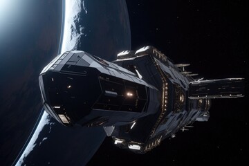 Wall Mural - shot of a futuristic spacecraft launching into space, created with generative ai