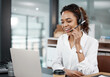 © Anela R/peopleimages.com - Call center, telemarketing and woman with a smile, help and advice with customer service, laptop or talking. Female person, consultant or agent with a headset, tech support or consulting in an office