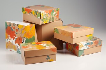 Canvas Print - recycled paperboard packaging, with vegetable-based inks and compostable adhesive, created with generative ai