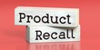 Product, recall - words on wooden blocks - 3D illustration