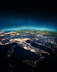 Wall Mural - italy city lights from space