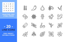 Line Icons About Spices And Herbs Pixel Perfect 64x64 And Editable Stroke