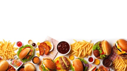 fast food with white background top view Created With Generative AI Technology