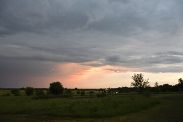 Wall Mural - Sunrise Over a Farm Field