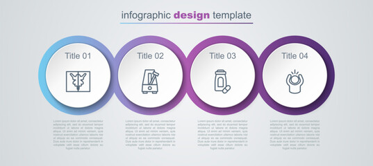 Poster - Set line Rorschach test, Metronome with pendulum, Sedative pills and Anger. Business infographic template. Vector