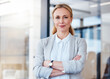 © Michael C/peopleimages.com - Business woman, portrait smile and arms crossed in confidence for small business management at the office. Happy and confident female person, manager or CEO in corporate leadership at the workplace