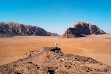 Wonderful sunset in the Wadi Run desert in Jordan