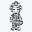 © aprilian - Simple Kids Coloring Page: Flat Vector Firefighter Illustration