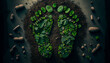 Doppelter Fußabdruck in der Erde Nachhaltigkeit, nachhaltiges Leben schaffen, Generative AI 