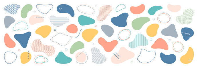 Abstract blotch shape set. Liquid elements on white. Fluid forms banner. Vector illustration