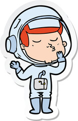 sticker of a cartoon confident astronaut