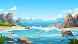 Fototapeta Morze - Abstract background ocean coast. In this illustration, the serene beauty of the ocean coast is vividly depicted through a captivating combination of abstract background. Generative AI.