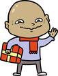 © lineartestpilot - cartoon nervous man with xmas present