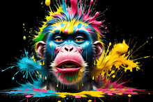 Monkey Face With Colorful Arts