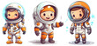 Cute cartoon character astronaut on transparent background