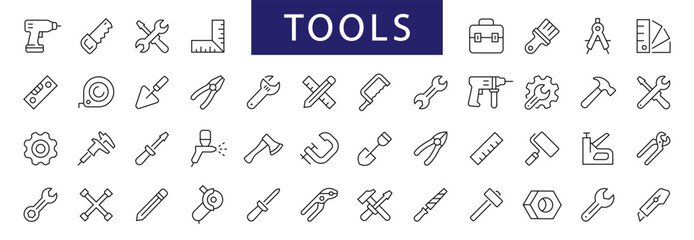 Wall Mural - tool & instrument thin line icons set. building tools editable stroke icon. working tools symbols. i