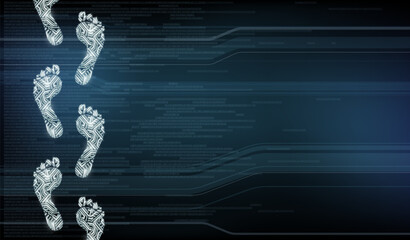 Modern technology background. Footprints with circuit pattern. Vector illustration for copy space.