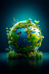 world environment and earth day concept with globe, nature and eco friendly environment. generative 