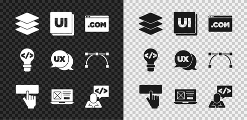 Set Layers, UI or UX design, Keyboard, Front end development, and icon. Vector