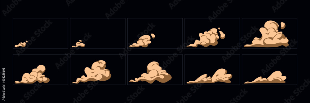 Smoke explosion animation effect. 2d cartoon smoke animated sprite ...