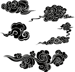 chinese cloud vector for coloring book and printing on white background.traditional japanese culture