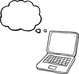 Wall Mural - freehand drawn thought bubble cartoon laptop computer with heart symbol on screen