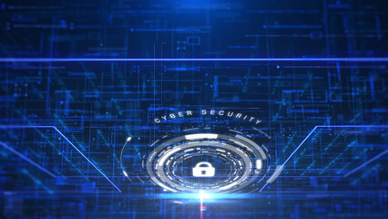 Aufkleber - Cyber security privacy protection on data network technology cybernetics. HUD system cybersecurity concept illustration.