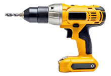 Yellow Cordless Electronic Screwdriver Drill Hand Tool Isolated. Generative AI.