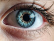 Irisaufnahme mit Augen und Wimpern Nahaufnahme, ai generativ