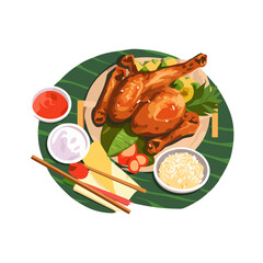 Wall Mural - Inasal na manok vector illustration, is a unique Filipino grilled chicken dish