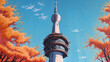 Zhongyuan Tower, bright color. Generative Ai