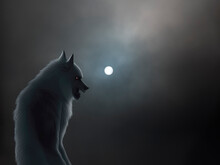 Creepy Werewolf In A Full Moon Night